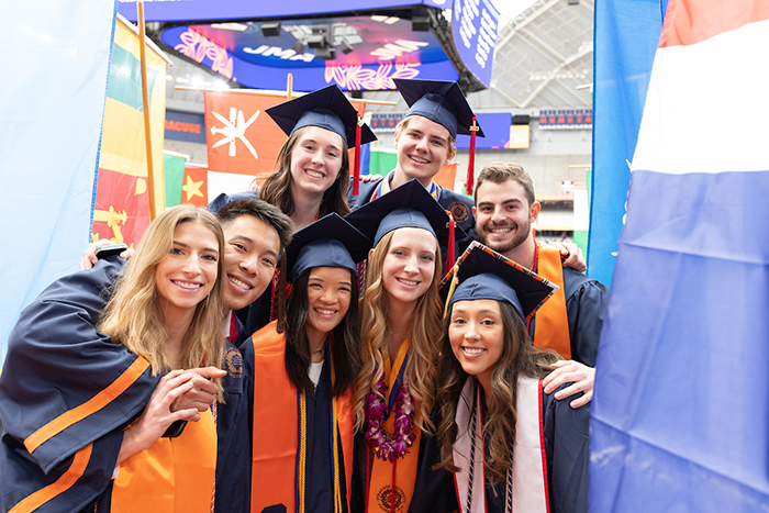 Group of graduates celebrate together 